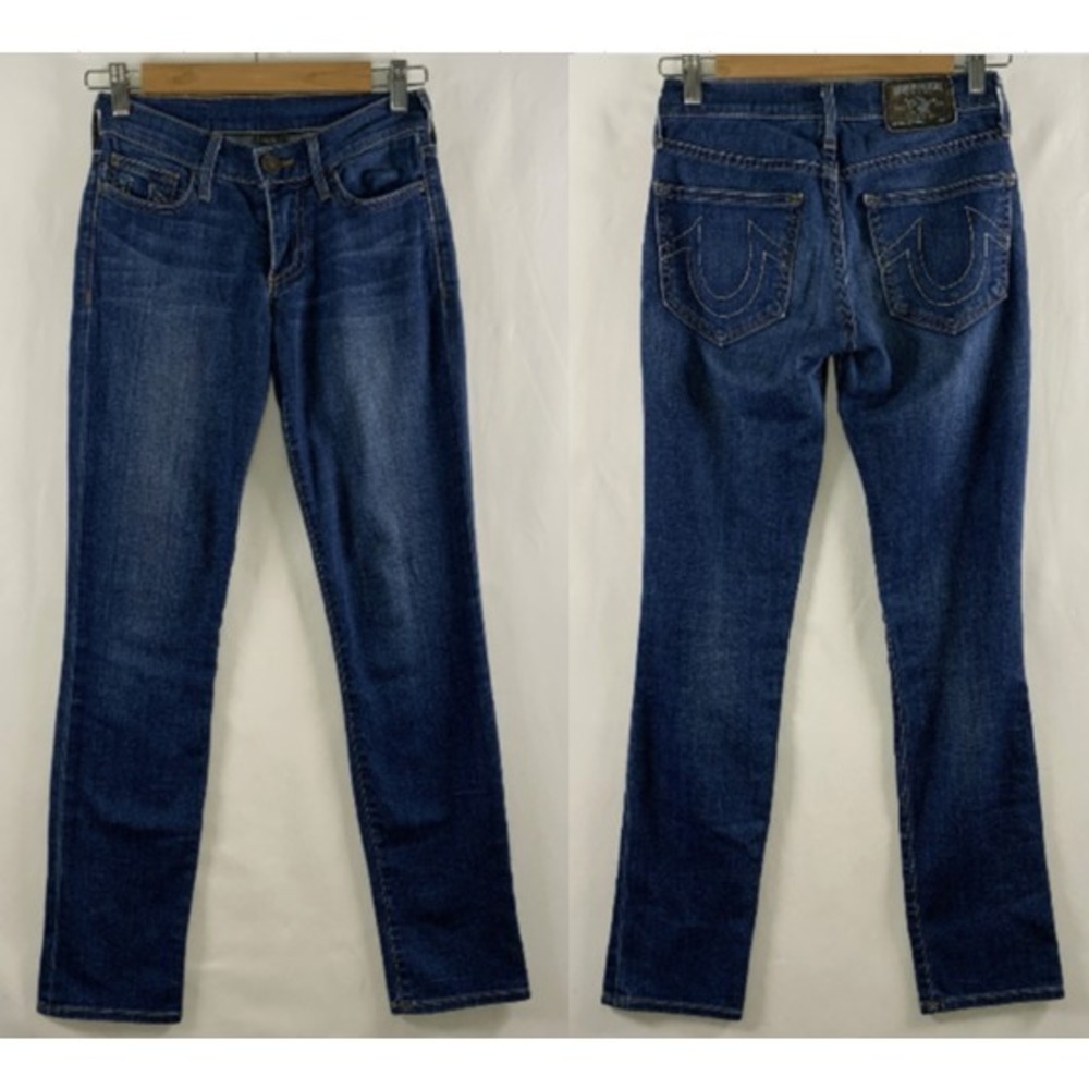 True Religion Womens Victoria Low Rise Skinny Jean Sz 24 Stretch Made USA